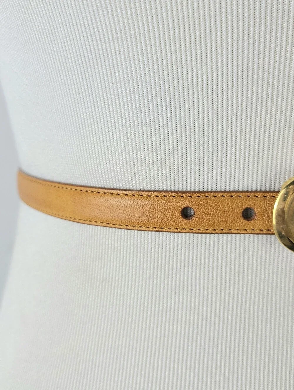 Pierre Cardin Tan Full Grain Cowhide Skinny Vintage Belt